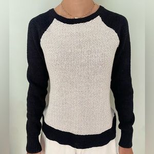 LOFT sweater, size small, cream with black sleeves